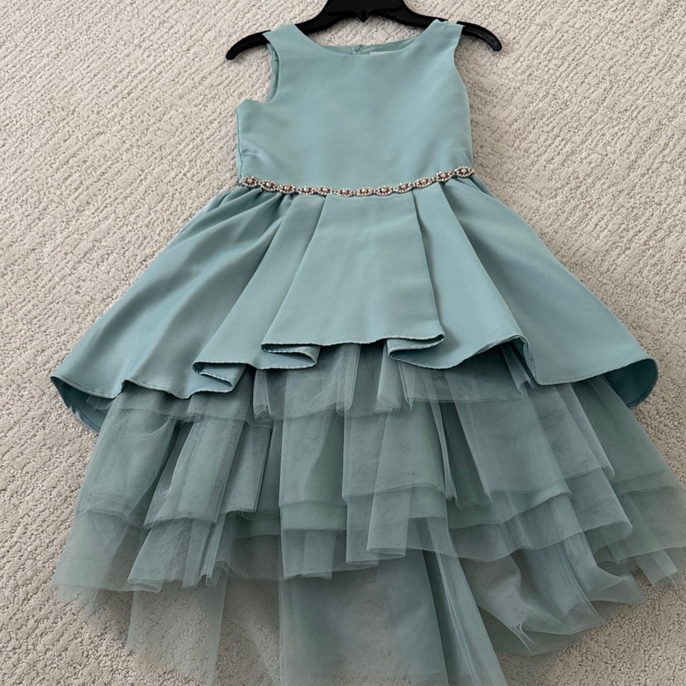 Rare Editions Teal Layered Kids Dress